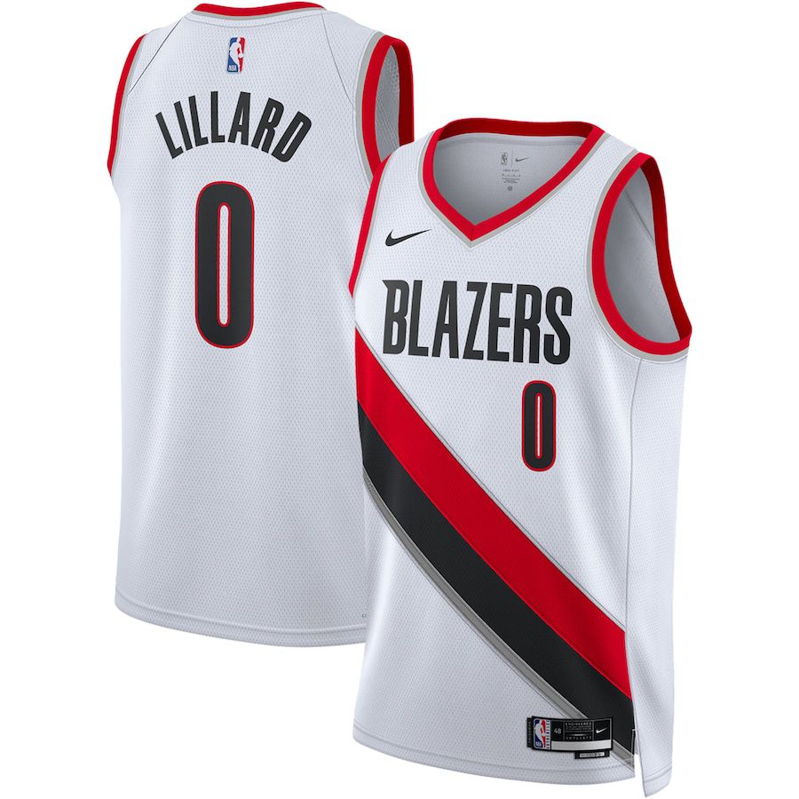 Men Portland Trail Blazers #0 Damian Lillard Nike White Association Edition 2022-23 Swingman NBA Jersey